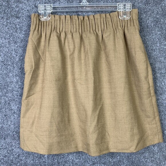 J Crew Factory Pull On Mini Skirt Women 4 Elasic Waist Pockets Lined Wool Blend - Picture 1 of 7